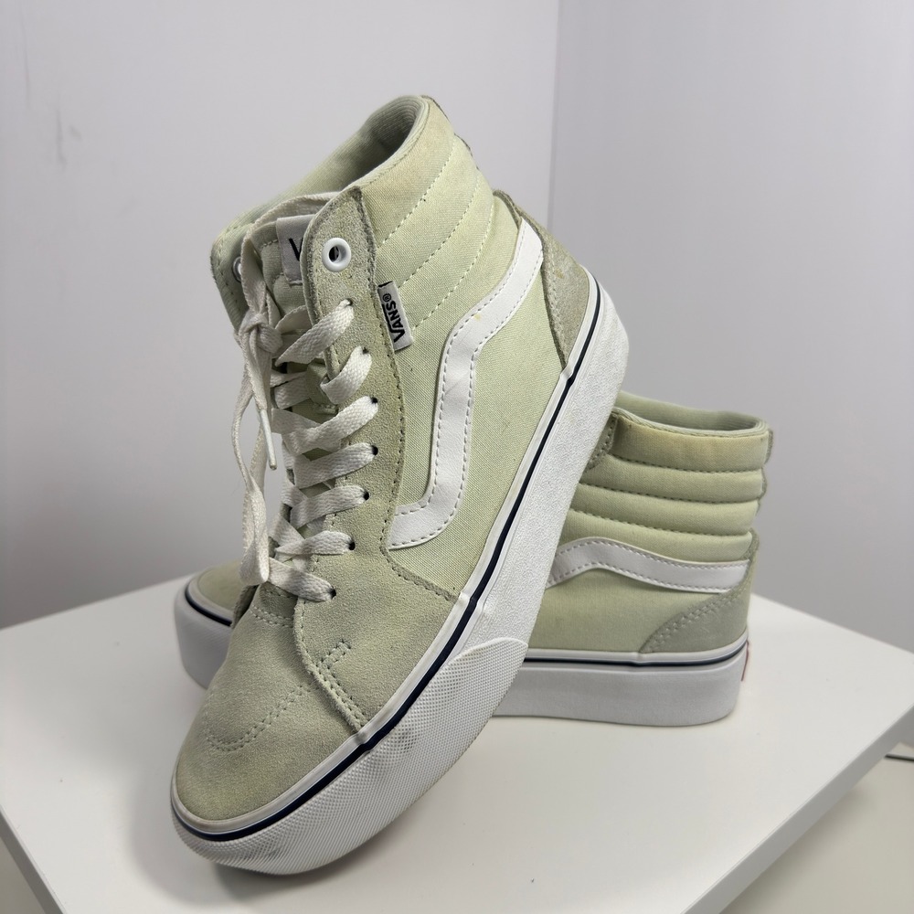 Vans Filmore Hi Sneakers Womens 7.0 Mint Green Suede Canvas High Top Skate Shoes